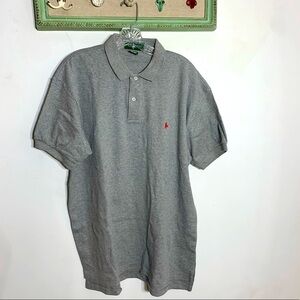 Hunt Club Equestrian Cotton Polo Shirt Grey Collar XL